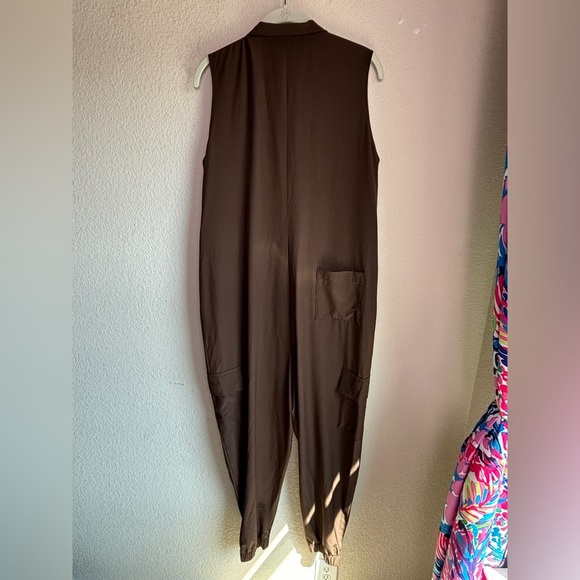 Sports Illustrated Swim Chocolate Brown Cargo Zippered Jogger Hem Jumpsuit M - Picture 8 of 9
